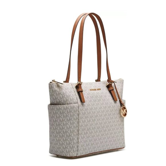 SALE! ✅ Michael Kors Jet Set EW Logo Tote Bag Vanilla / Acorn ⭐ NWT - Picture 12 of 17